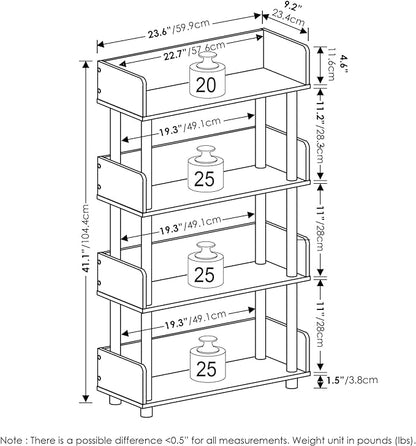 Furinno Turn-N-Tube 4-Tier Toolless Display Rack, Amber Pine/Black - Image 3