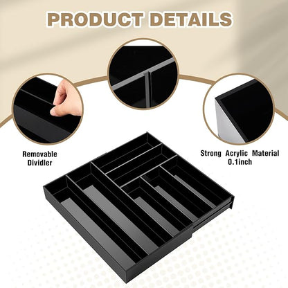 1 Pcs Acrylic Drawer Organizer 9'' up to 18'' x 15'' x 2'' Expandable Drawer - Image 3