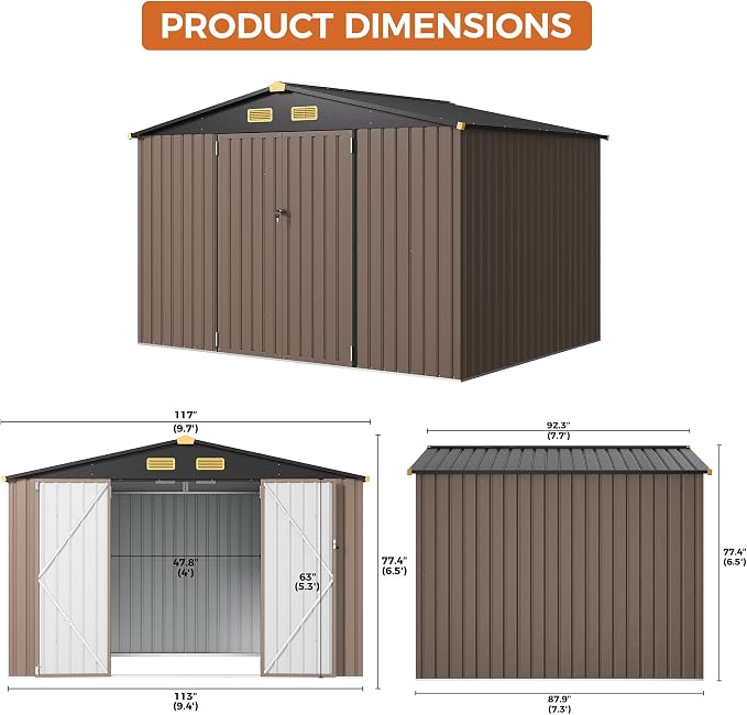 IRONCK 9.7x7.7FT Outdoor Storage Shed - Image 8