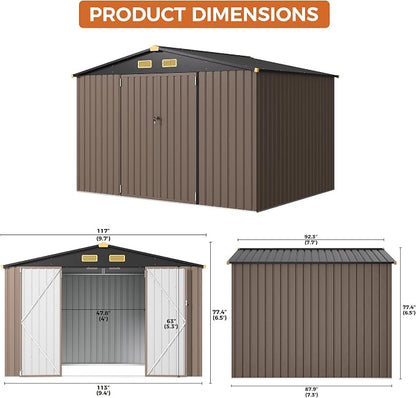 IRONCK 9.7x7.7FT Outdoor Storage Shed - Image 8