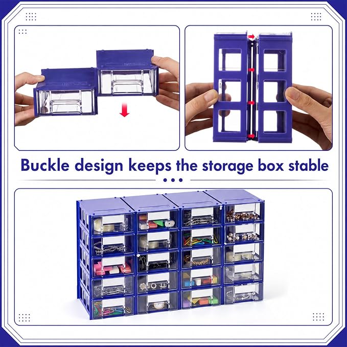 Novabright 30 Pcs Stackable Drawers Storage Plastic Drawers Small Parts Storage - Image 4