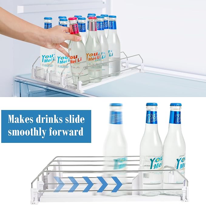 asika Drink Organizer for Fridge, Adjustable Width Soda Can Dispenser for - Image 8