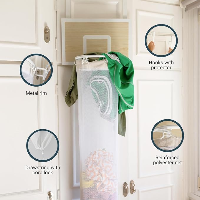 ActiveJoy – Basketball Laundry Hamper – Wooden Backboard & Mesh Hoop Laundry - Image 3