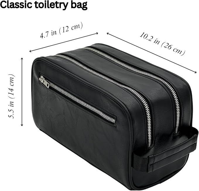 Dopp Gift Large Travel Toiletry Bag Premium Quality PU Leather Two compartments - Image 4
