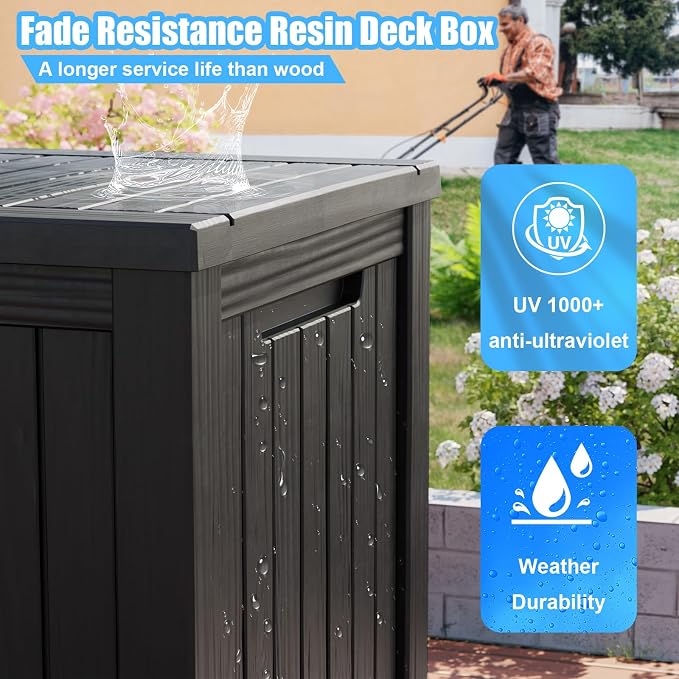 180 Gallon Deck Box, Resin Outdoor Storage Box - Image 4