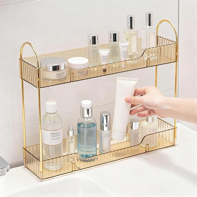 Bathroom Countertop Organizer, 2-Tier Slim Vanity Storage Rack - Image 4