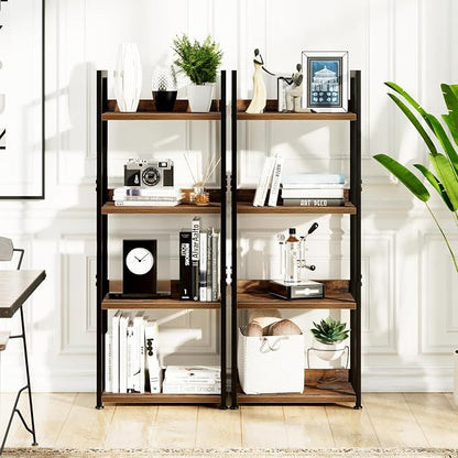 NUMENN Narrow Bookshelf, 4 Tier Freestanding Shelving Unit, Vintage | Small - Image 4
