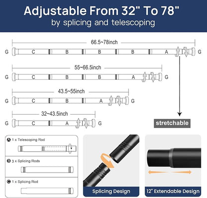 ENJOYBASICS 2 Pack Tension Curtain Rod, 32-78" Adjustable, No Tools, - Image 3