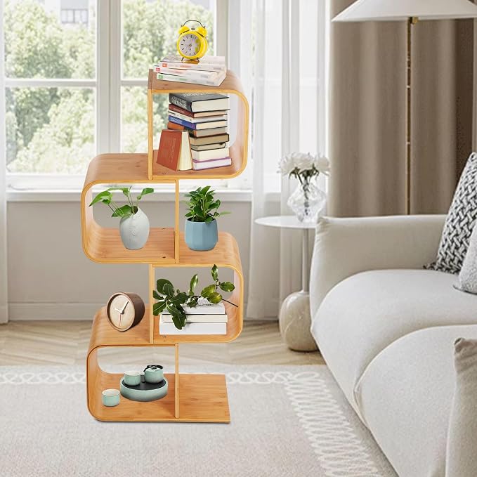 4-Tier S-Shaped Bookcase, Office Bookshelf - Image 5