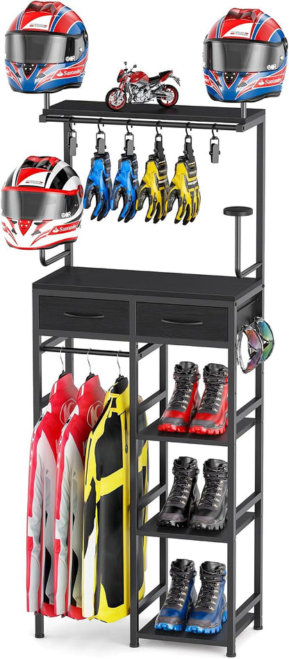 Motorcycle Helmet Holder Wall Mount, Solid Wood and Metal Helmet Rac, - Image 8