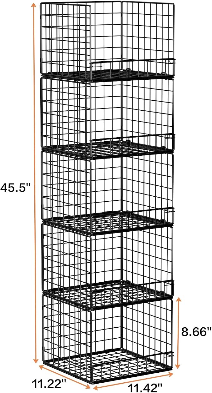 5-Tier Stackable Closet Organizers and Storage Baskets, Closet Shelf Organizer - Image 3