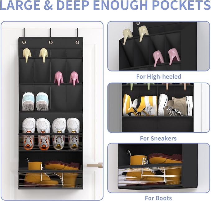 FENTEC 1 Pack Over-the-Door-Shoe-Organizers, Hanging Shoe Organizer - Image 2