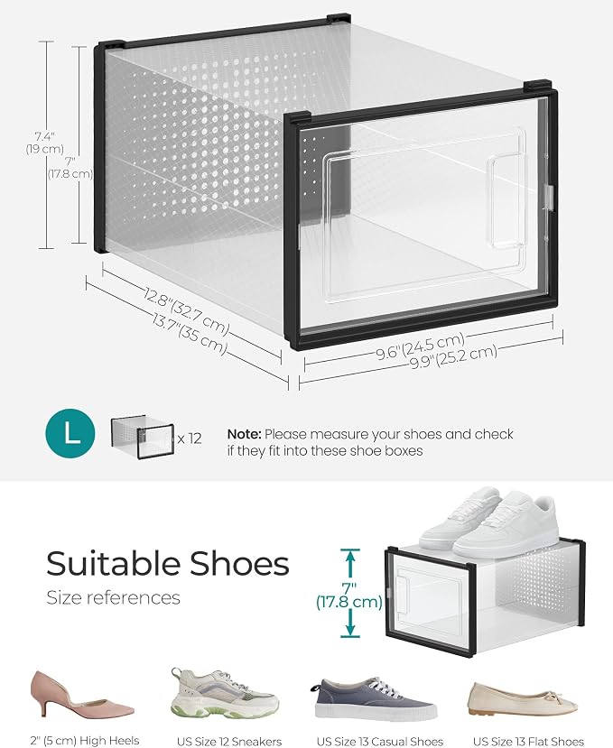 SONGMICS Shoe Boxes, Stackable Clear Plastic Boxes - Image 6