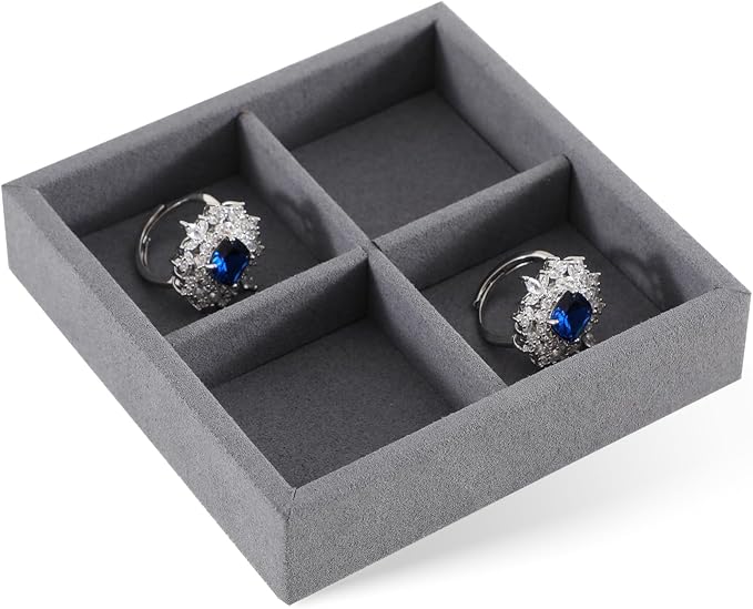Dark Blue Jewelry Display Tray Ring Necklace Earring Bangle Organizer by Yinbeini