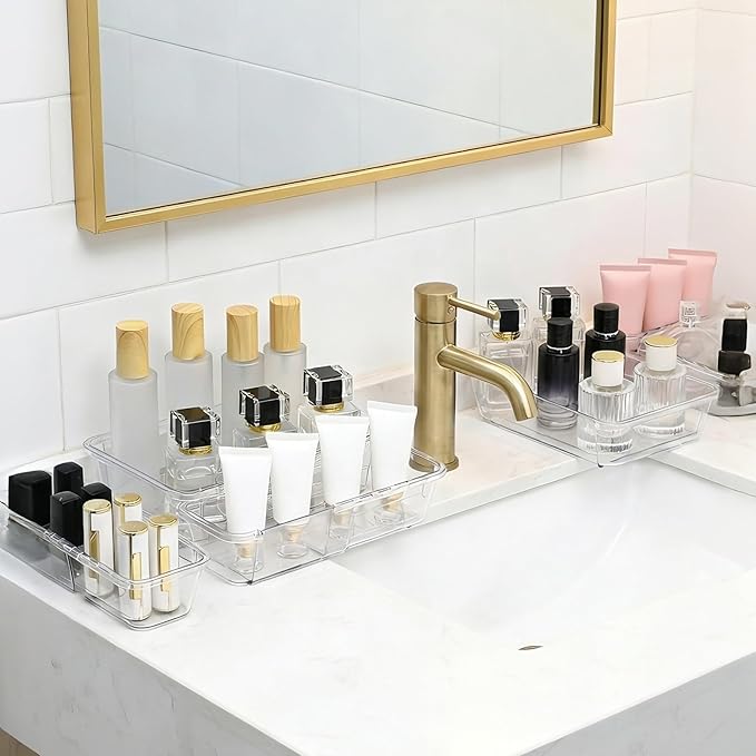 21 PCS Extendable Drawer Organizer Set, 3-Size Clear Stackable Vanity Storage - Image 7