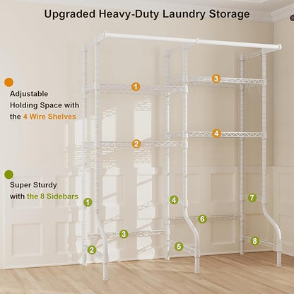 U14 Medium Over the Washer and Dryer Shelves, 4 Tiers Laundry Room Storage and - Image 7