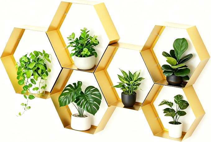 Gonice Hexagon Floating Shelves Set of 6, Honeycomb Display Shelf - Image 7