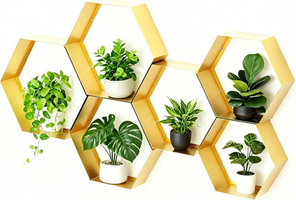 Gonice Hexagon Floating Shelves Set of 6, Honeycomb Display Shelf - Image 7