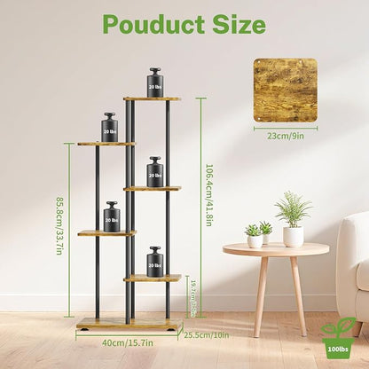 iDavosic.ly 5 Tier Plant Stand Indoor, Tiered Corner Metal Wood Multiple Flower - Image 6