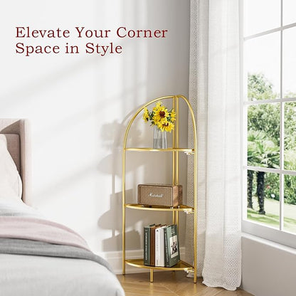 Crofy Foldable 3 Tier Corner Shelf, Metal Corner Plant Stand - Image 5