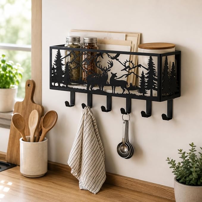 Deer Metal Wall Mail Organizer Wall Mounted Key and Mail Holder Mail Basket - Image 4