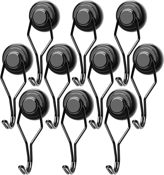 MIKEDE Black Magnetic Hooks Heavy Duty, 80 lb+ Strong Swivel Swing Neodymium by MIKEDE