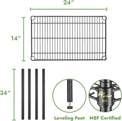 APLSS 14" D x 24" W x 34" H Black Heavy Duty Wire Shelving - Image 3