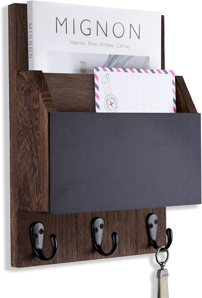 Key and Mail Holder for Wall Mount, Entryway Mail Holder by Lucundm