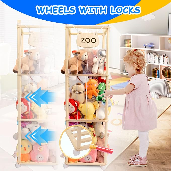Stuffed Animal Storage, Wood Stuffed Animal Zoo Storage, Space Save Stuffed - Image 2