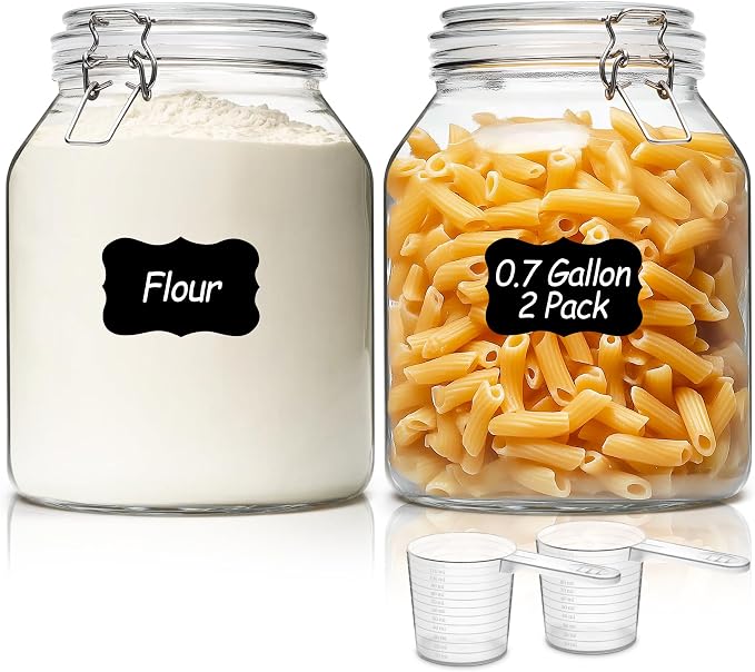 ComSaf Glass Jars with Airtight Lid 0.7 Gallon, Wide Mouth Mason Jars, Canning by ComSaf