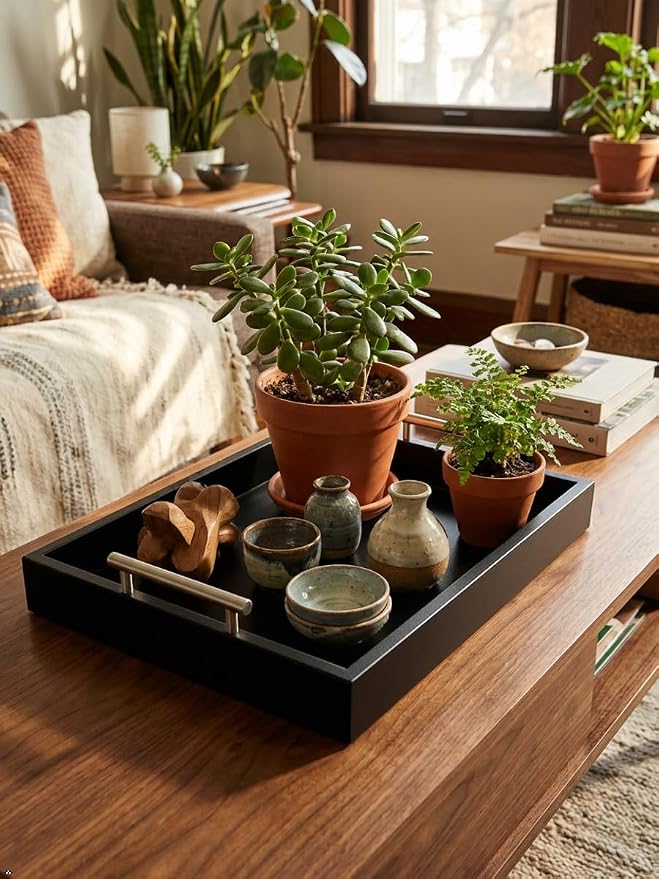 Serving Tray 16.5“X 13“Deluxe Wooden Ottoman Tray - Image 5