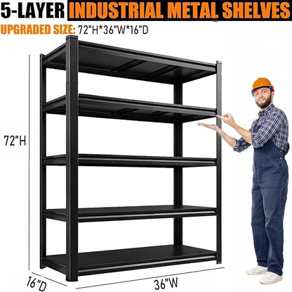 Storage Shelves Heavy Duty 3500LBS Adjustable 5tier Metal Garage Shelving Unit - Image 3