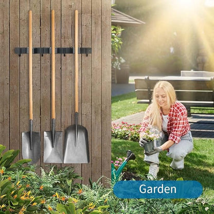 Broom Hanger and Mop Holder, Heavy Duty Garden Tool Organizer Rack Rake and - Image 7