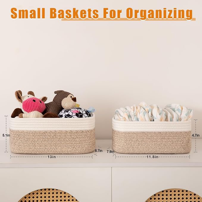 OIAHOMY 4 Pack Storage Baskets for Organizing, Small Bins for Shelves, Cute - Image 2