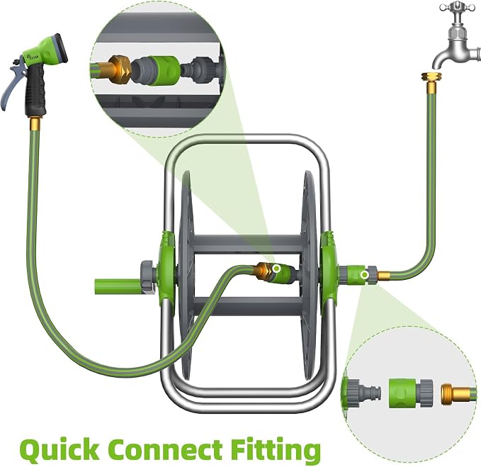 Water Hose Reel Cart, Holds 60-80 Ft of 5/8 Inch Hose, Portable Hose Reel - Image 5