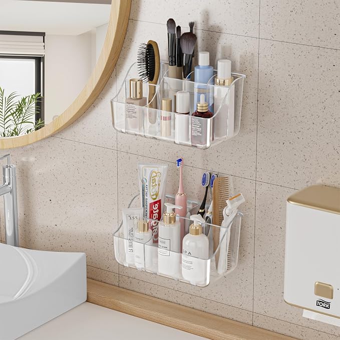 Clear Toothbrush Holders for Bathroom Organizers and Storage, Wall-Mounted - Image 5