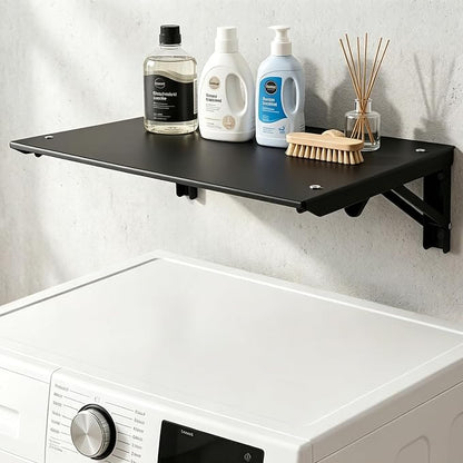 Folding Metal Floating Shelf, 16.9" x 11" Wall Mount Storage Rack - Image 2