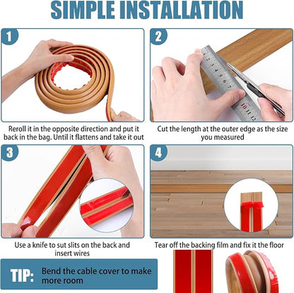 Floor Cord Covers for Wires 20FT Cable Hider Wire Cover Self Adhesive Cord - Image 5