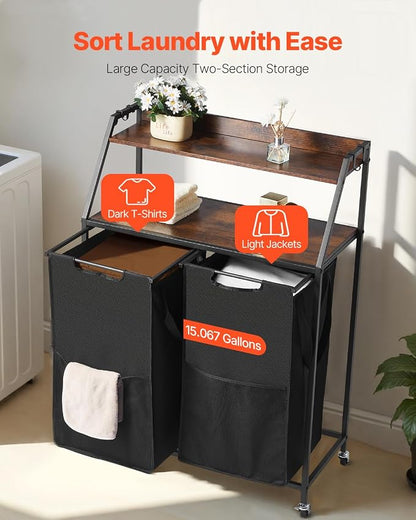 VEVOR 2 Tiers Laundry Sorter, Tall Laundry Hamper - Image 3