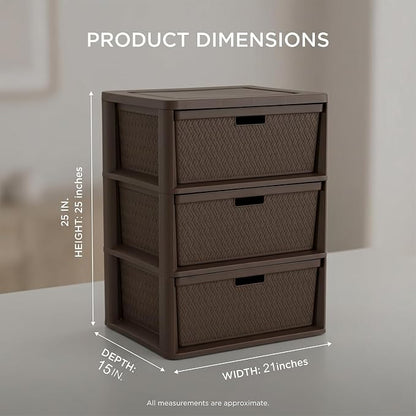 Wide 3-Drawer Plastic Storage Tower, and Office - Image 3