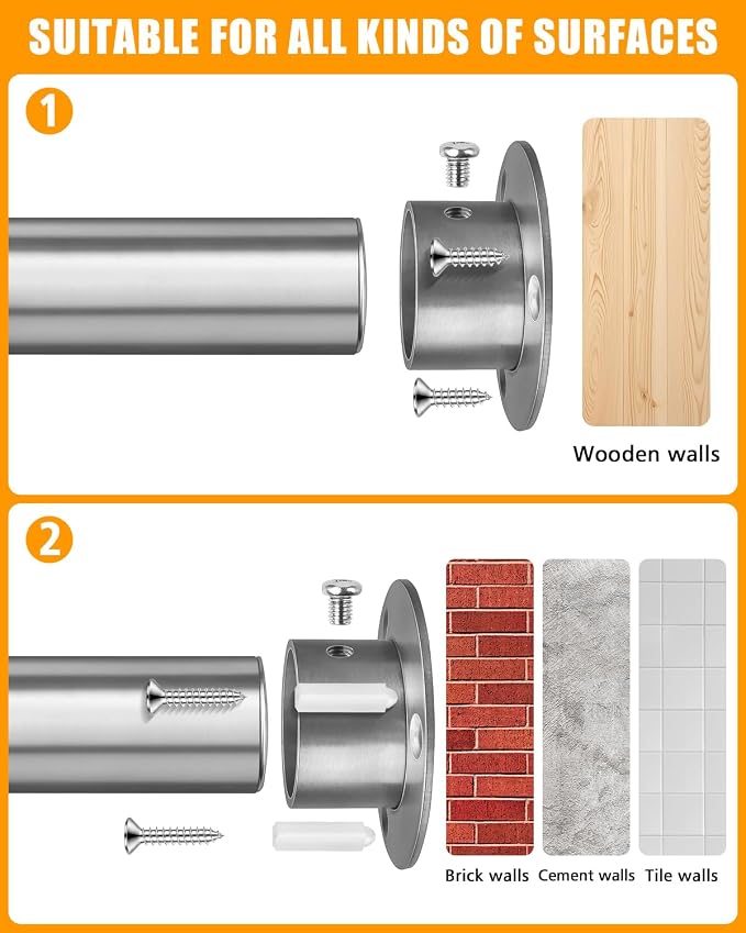 Closet Rods for Hanging Clothes, 17-28 Inch Heavy Duty and Stepless Adjustable - Image 6