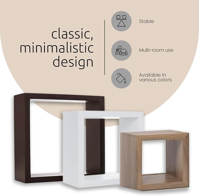 Kiera Grace Cubbi Floating Shelves, Modern Wall-Mounted Square Shelves - Image 5