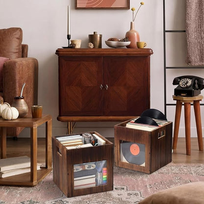 2 Pack 11 Inch Stackable Wood Storage Crate Boxes - Image 7