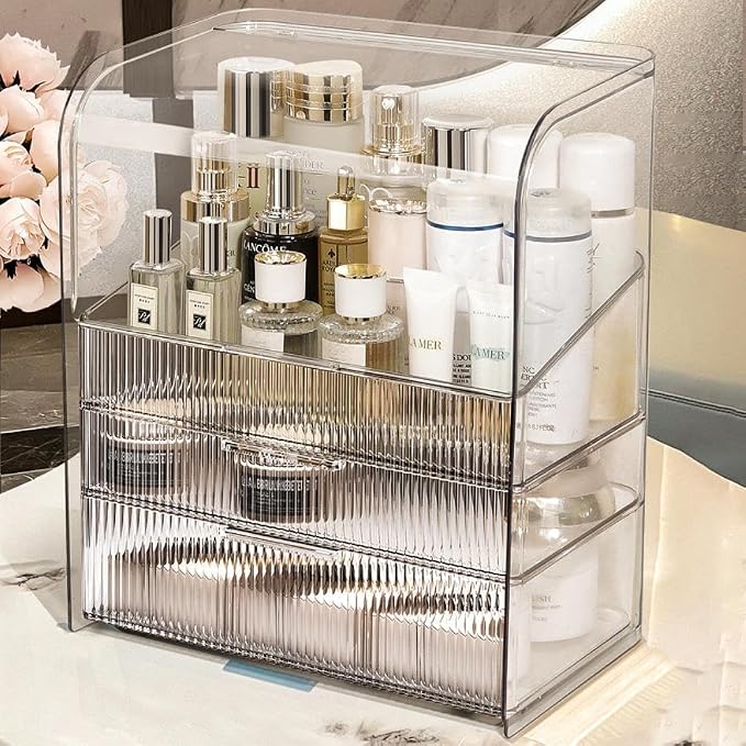Makeup Storage Organizer Box Large Cosmetic Display Cases Dustproof and by PLINJOY