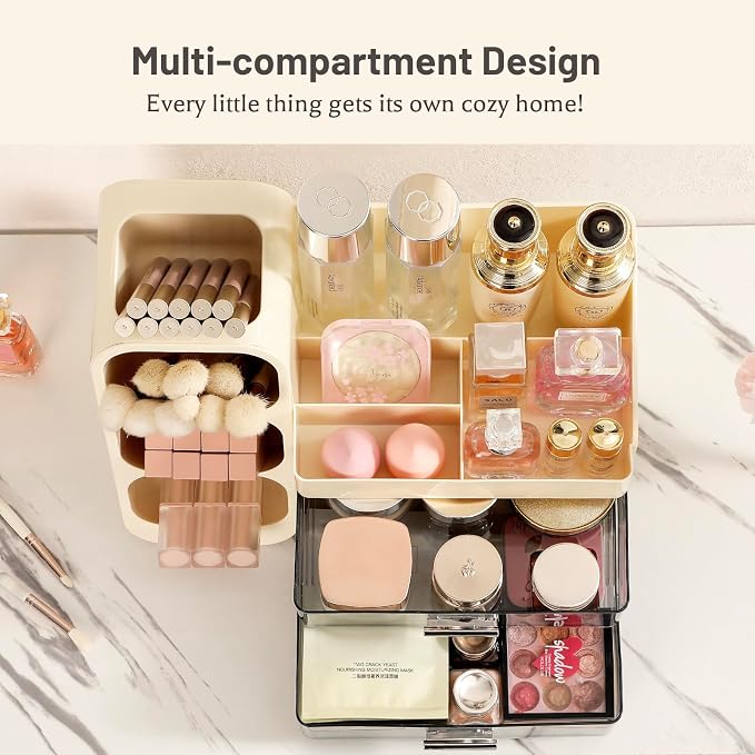 Aveniee Makeup Organizer with Drawers, Large Bathroom Countertop Storage - Image 3
