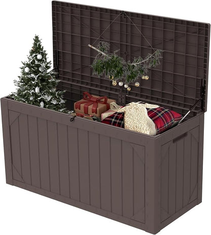 100 Gallon Resin Deck Box, Waterproof Outdoor Storage Box by Unknown