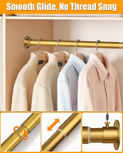 Closet Rods for Hanging Clothes, 17-76 Inch Heavy Duty and Stepless Adjustable - Image 5
