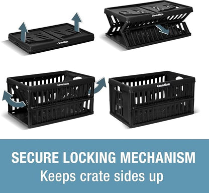 CleverMade Collapsible Utility Crates, 3 Pack, Obsidian | Each crate carries 66 - Image 6