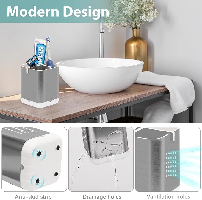 Boperzi Toothbrush Holder Toothpaste Organizer Drainage - Image 4