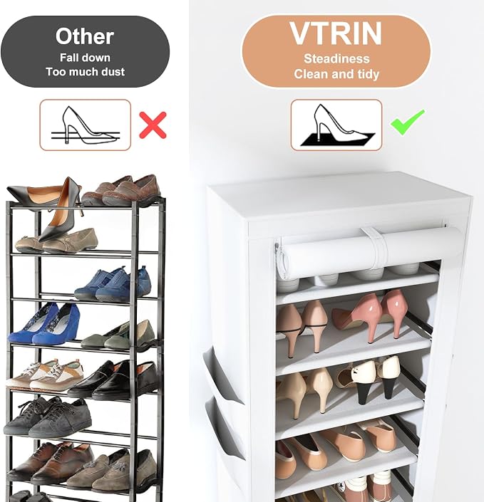 VTRIN Vertical Narrow Shoe Rack Organizer Tall Shoe Rack - Image 6